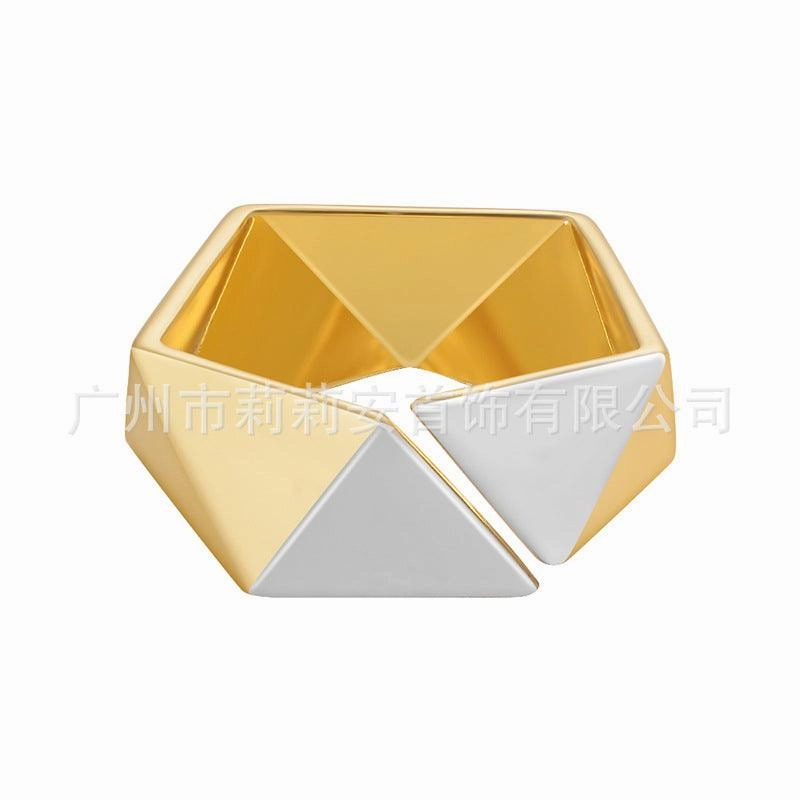 18K Gold Brass Color Matching Meteorite Ring