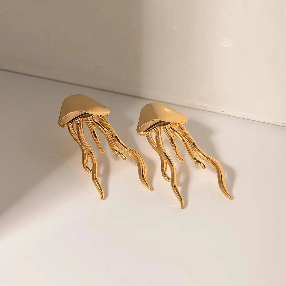 18K Gold Color Jellyfish Stud Earrings