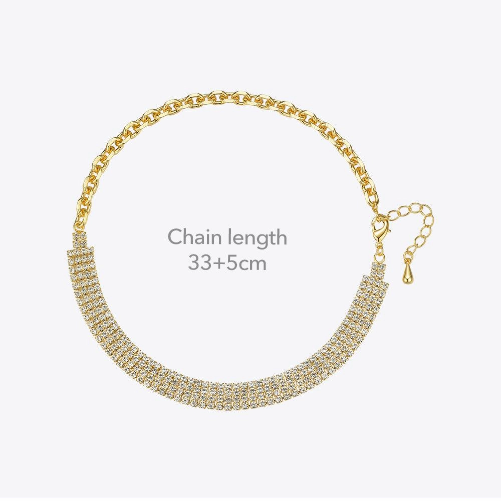 18K Gold Plated Brass Zircon Clavicle Chain