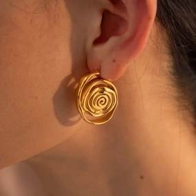 18K Gold Plated Chunky Spiral Hoop Earrings 