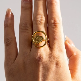 18K Gold-Plated Hollow-Carved Stainless Steel Ring 