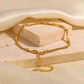 18k Gold Plated Stainless Steel Snake Chain Bracelet - Waterproof & Timeless 