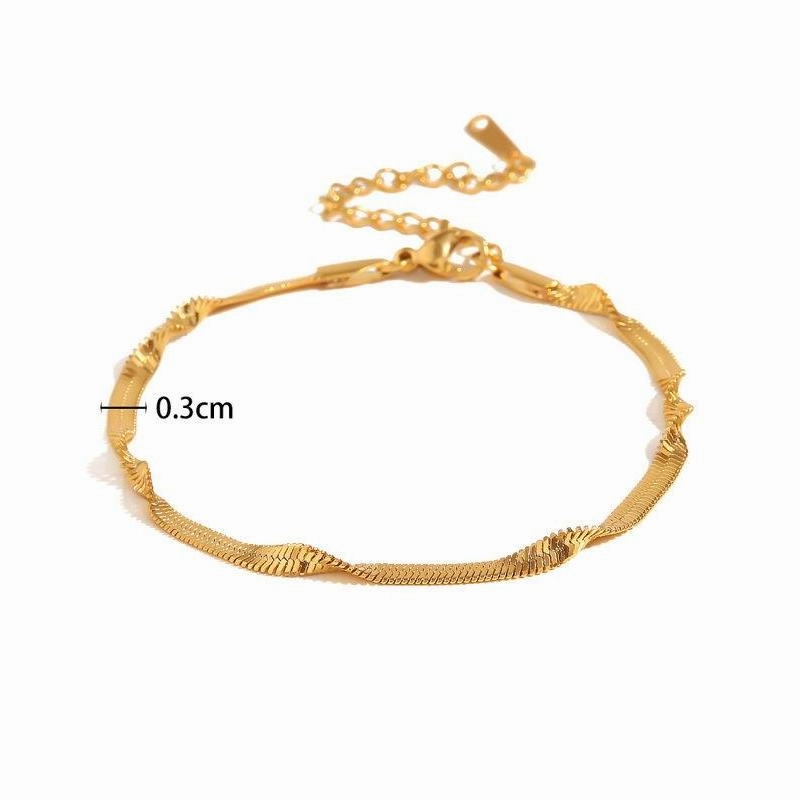 18k Gold Plated Stainless Steel Snake Chain Bracelet - Waterproof & Timeless