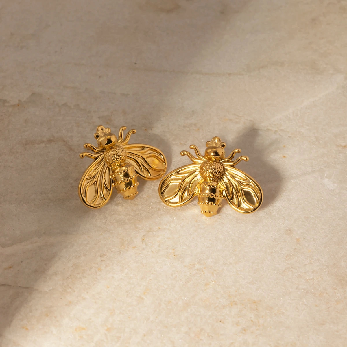 18K Gold Stainless Steel Creative Plated Bee Earrings 