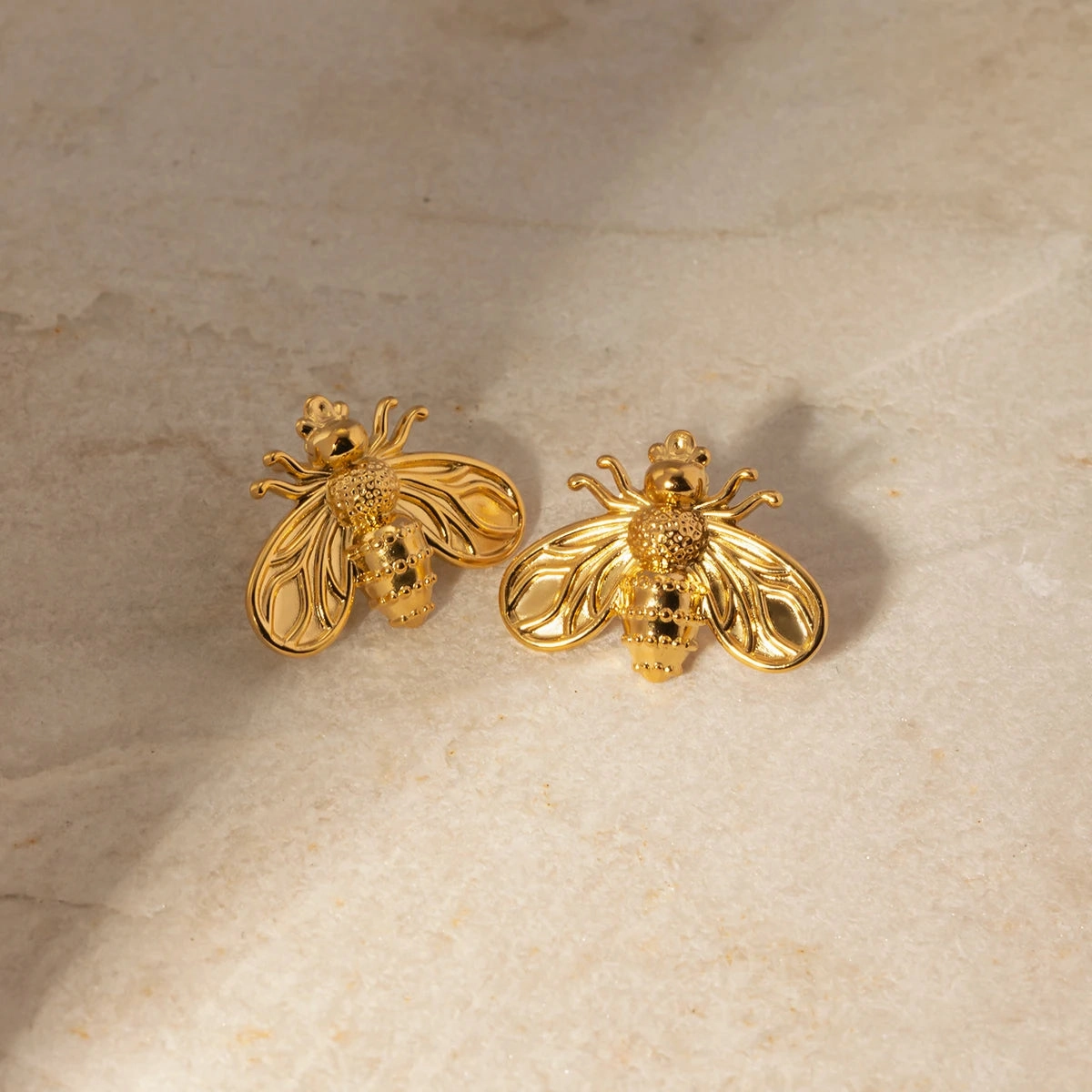 18K Gold Stainless Steel Creative Plated Bee Earrings 