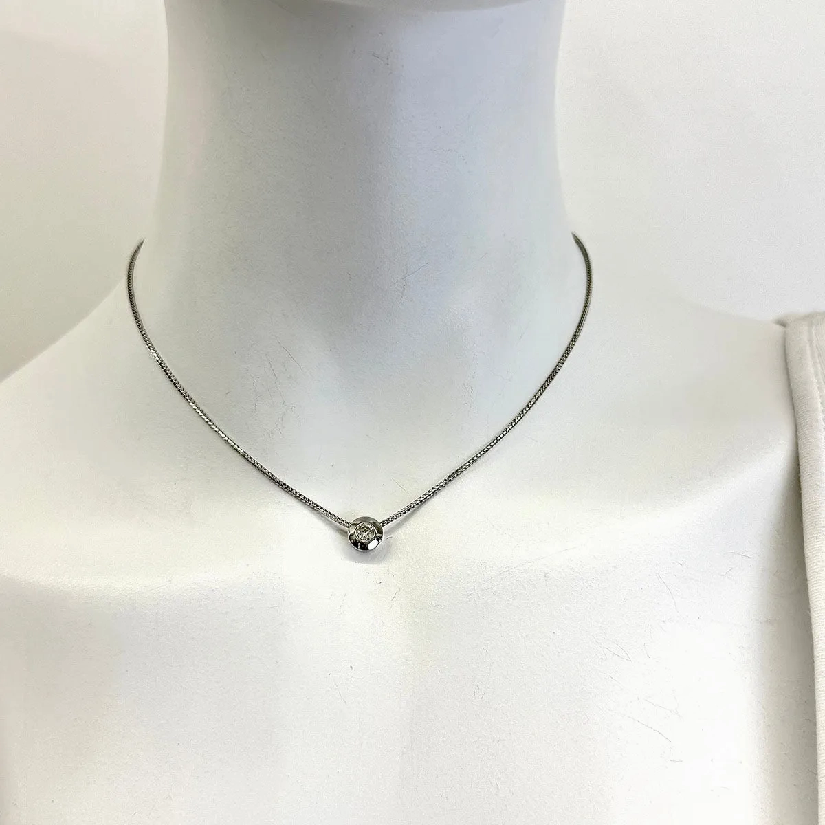18K White Gold Necklace with .25ct Bezel Set Diamond