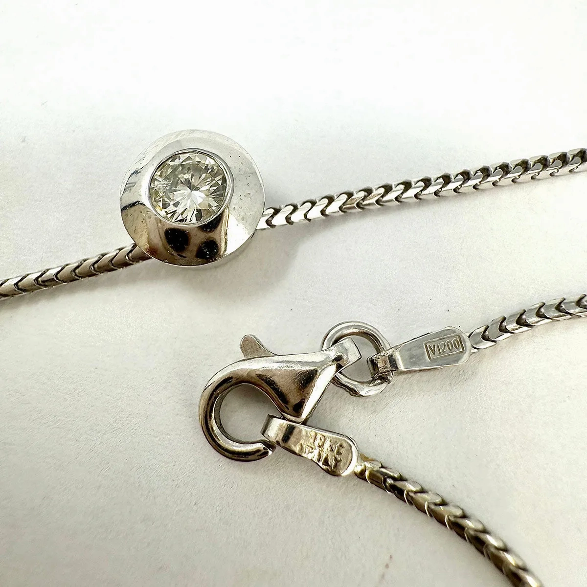 18K White Gold Necklace with .25ct Bezel Set Diamond