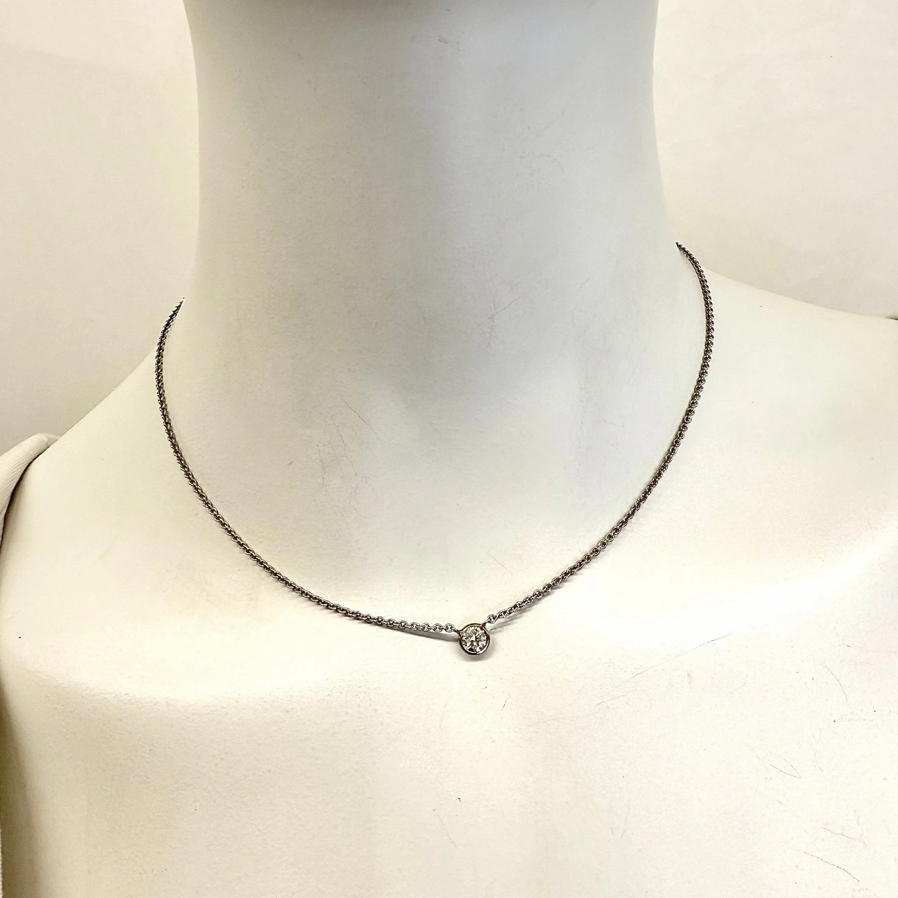18K White Gold Necklace with .43ct Bezel Set Diamond