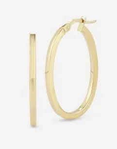18K YELLOW DESIGNER GOLD THE PERFECT HOOP? SMALL SQUARE EDGED OVAL EARRINGS