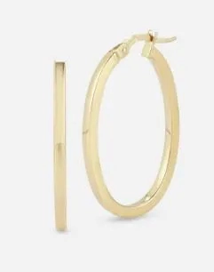 18K YELLOW DESIGNER GOLD THE PERFECT HOOP? SMALL SQUARE EDGED OVAL EARRINGS