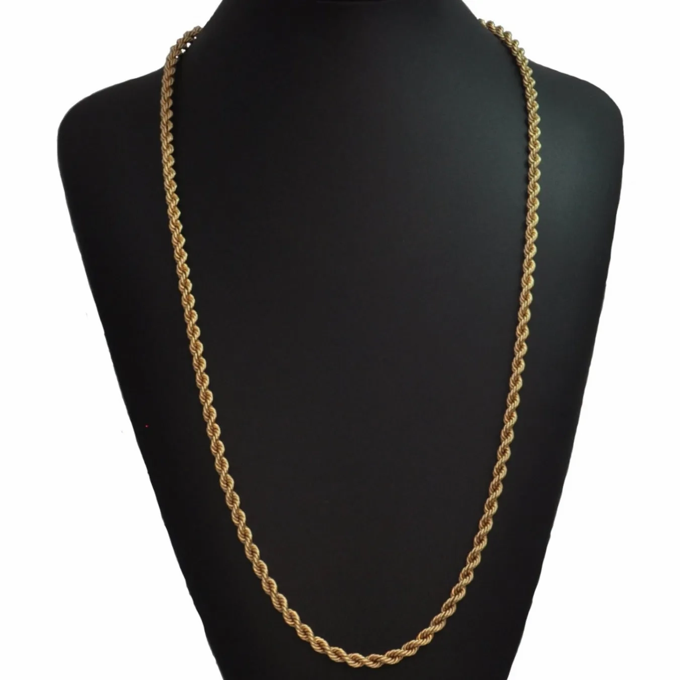 18K Yellow Gold Rope Link Necklace 30&quot;