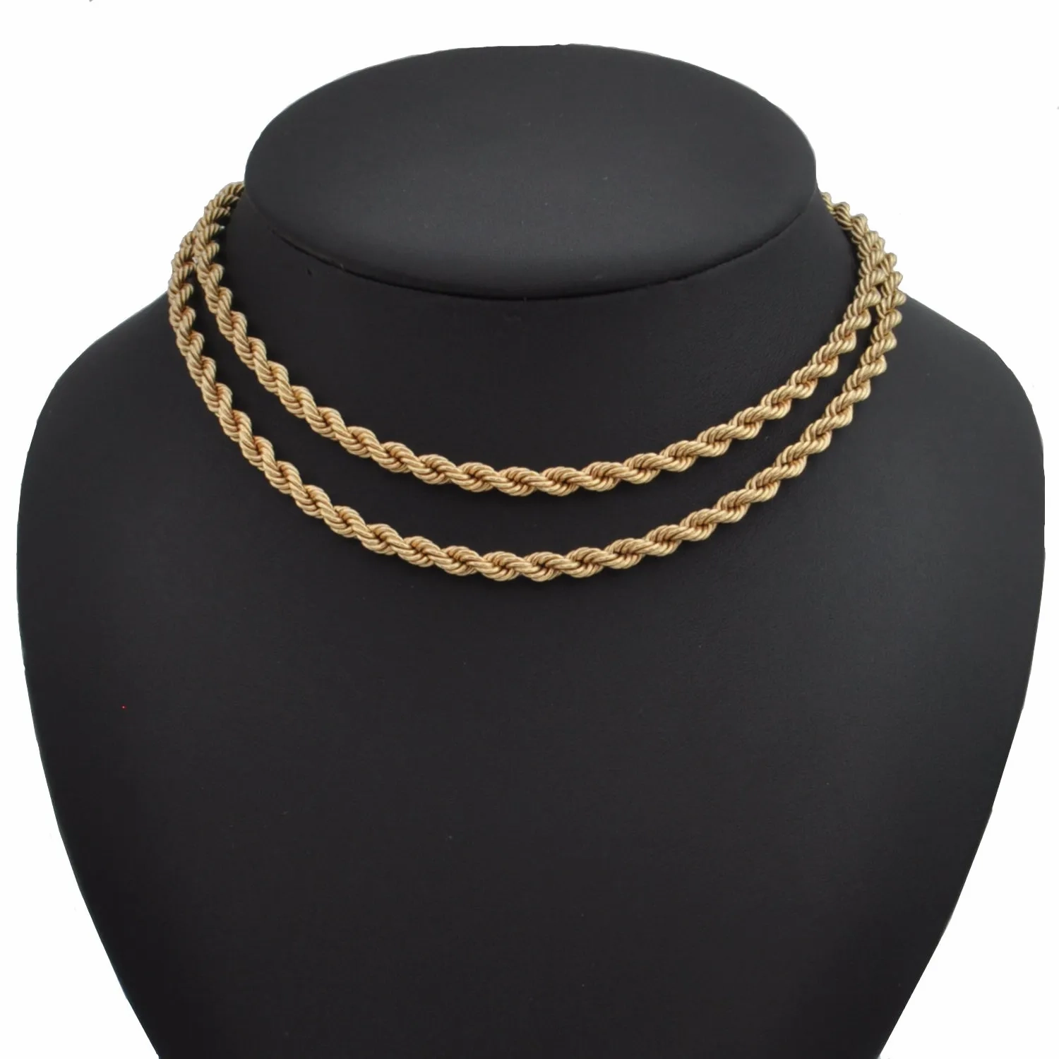 18K Yellow Gold Rope Link Necklace 30&quot;