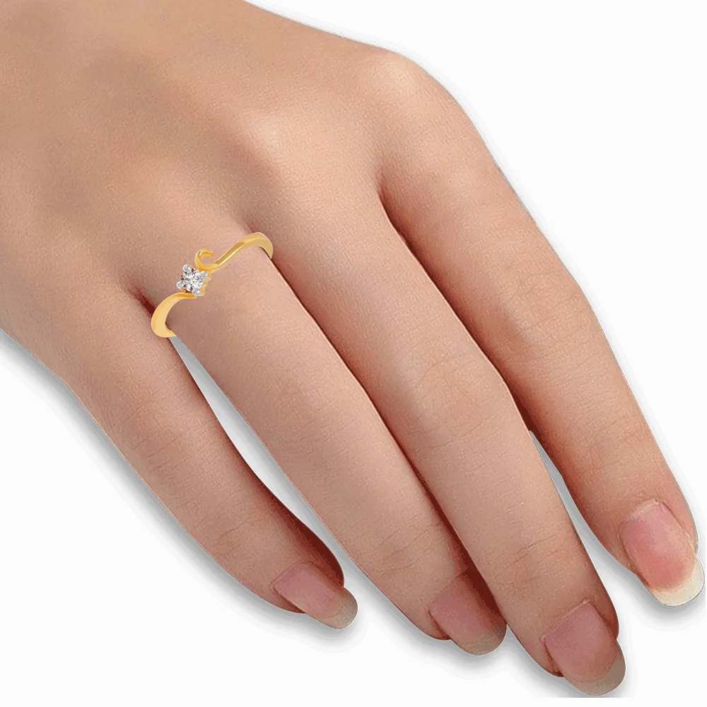18KT (750) Yellow Gold And Diamond Ring For Women