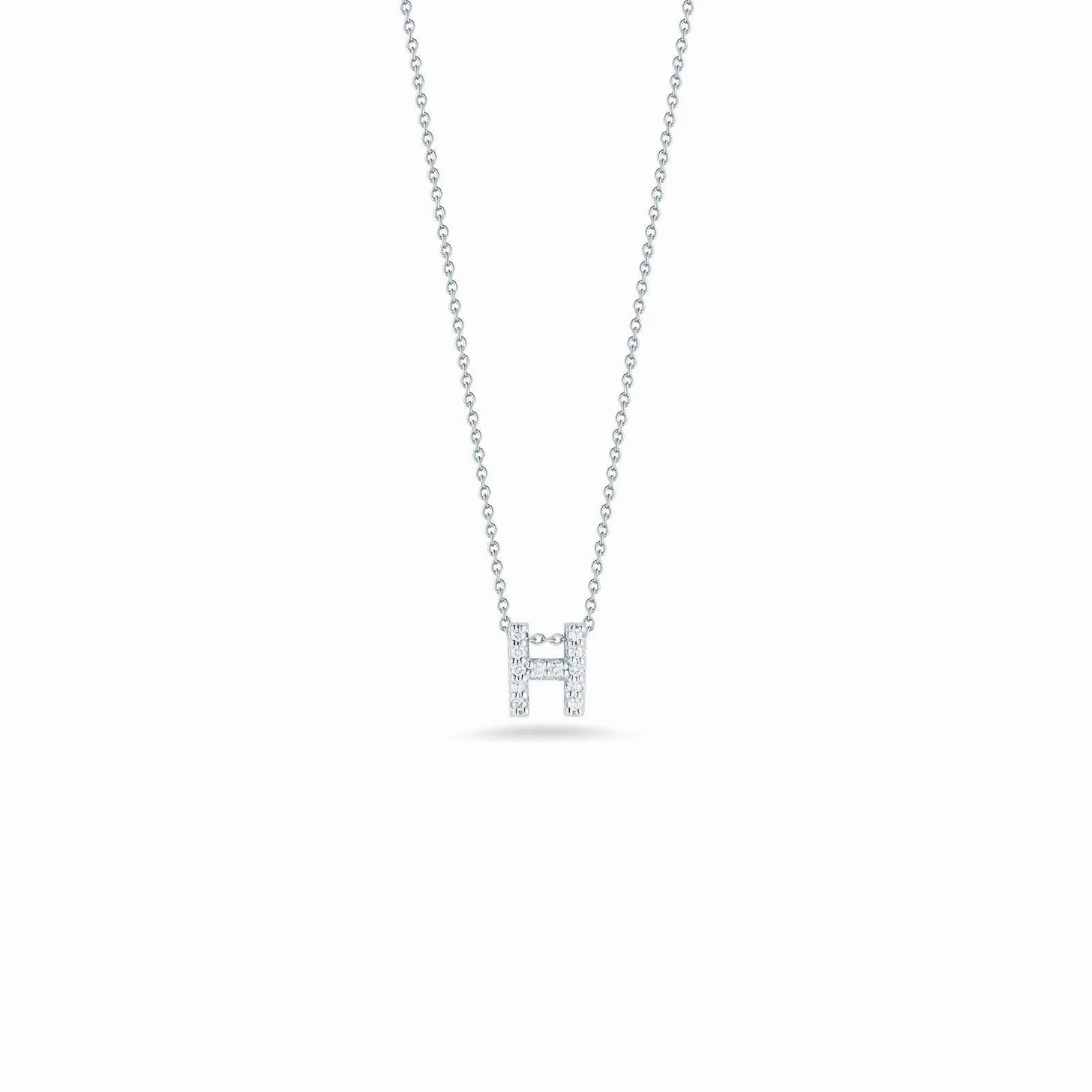 18KT WG ROBERTO COIN LOVE LETTER &amp;#34;H&amp;#34; INITIAL NECKLACE