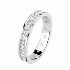 1.00ct Round Brilliant Cut & Baguette Cut Diamond 18ct White Gold Full Eternity Ring texture-diamond  