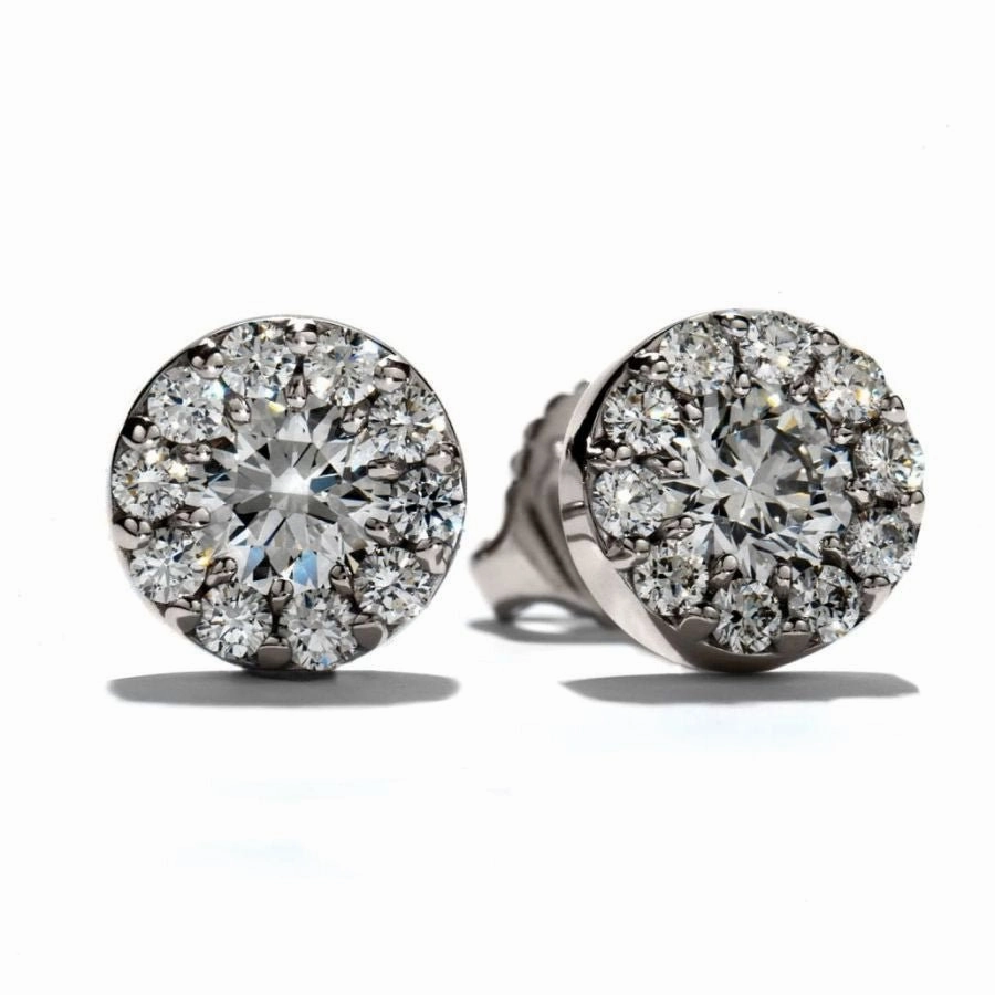 1.00ct Round Brilliant Cut Diamond Fulfillment Cluster Stud Earrings texture-diamond  