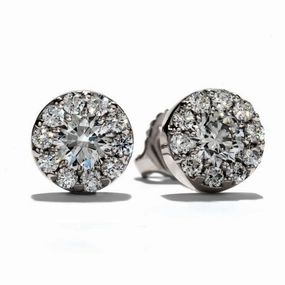 1.00ct Round Brilliant Cut Diamond Fulfillment Cluster Stud Earrings texture-diamond  