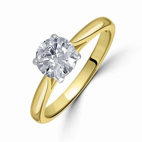 1.00ct Round Brilliant Cut Diamond Solitaire 18ct Yellow Gold Ring texture-diamond  