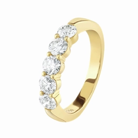 1.06ct Round Brilliant Cut Diamond 5-Stone Half Eternity 18ct Yellow Gold Ring texture-diamond  