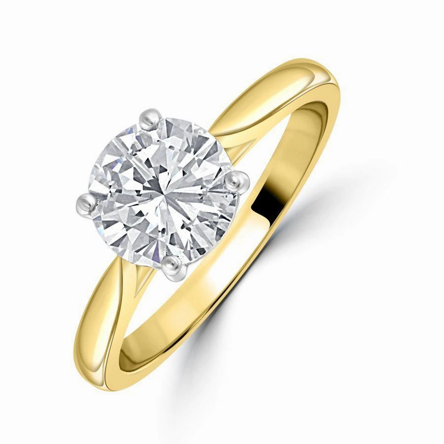 1.50ct Round Brilliant Cut Diamond Solitaire 18ct Yellow Gold Ring texture-diamond  