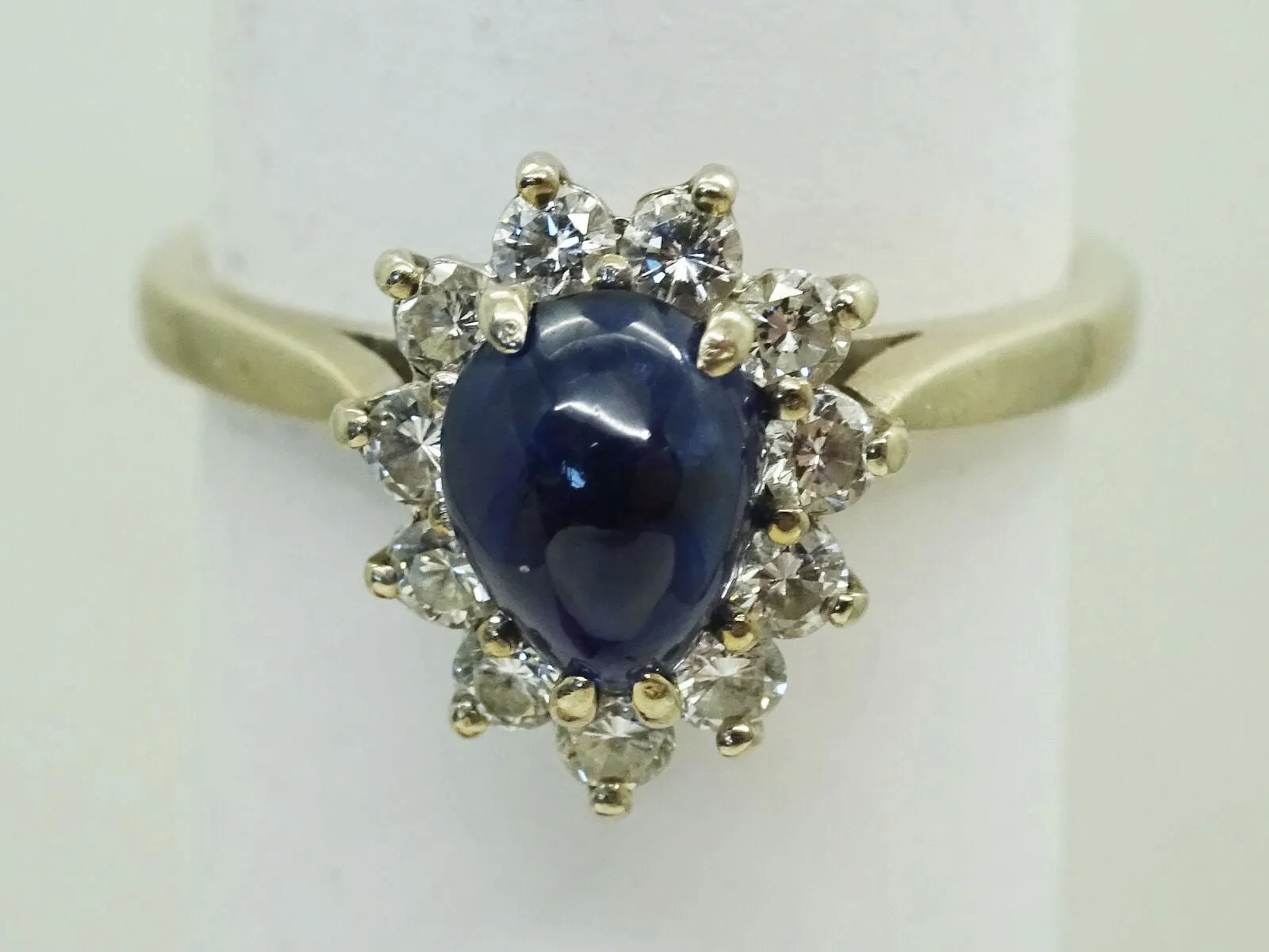 1.69ct tw Natural Sapphire &amp; Diamond Ring 14k White Gold Size 6.75