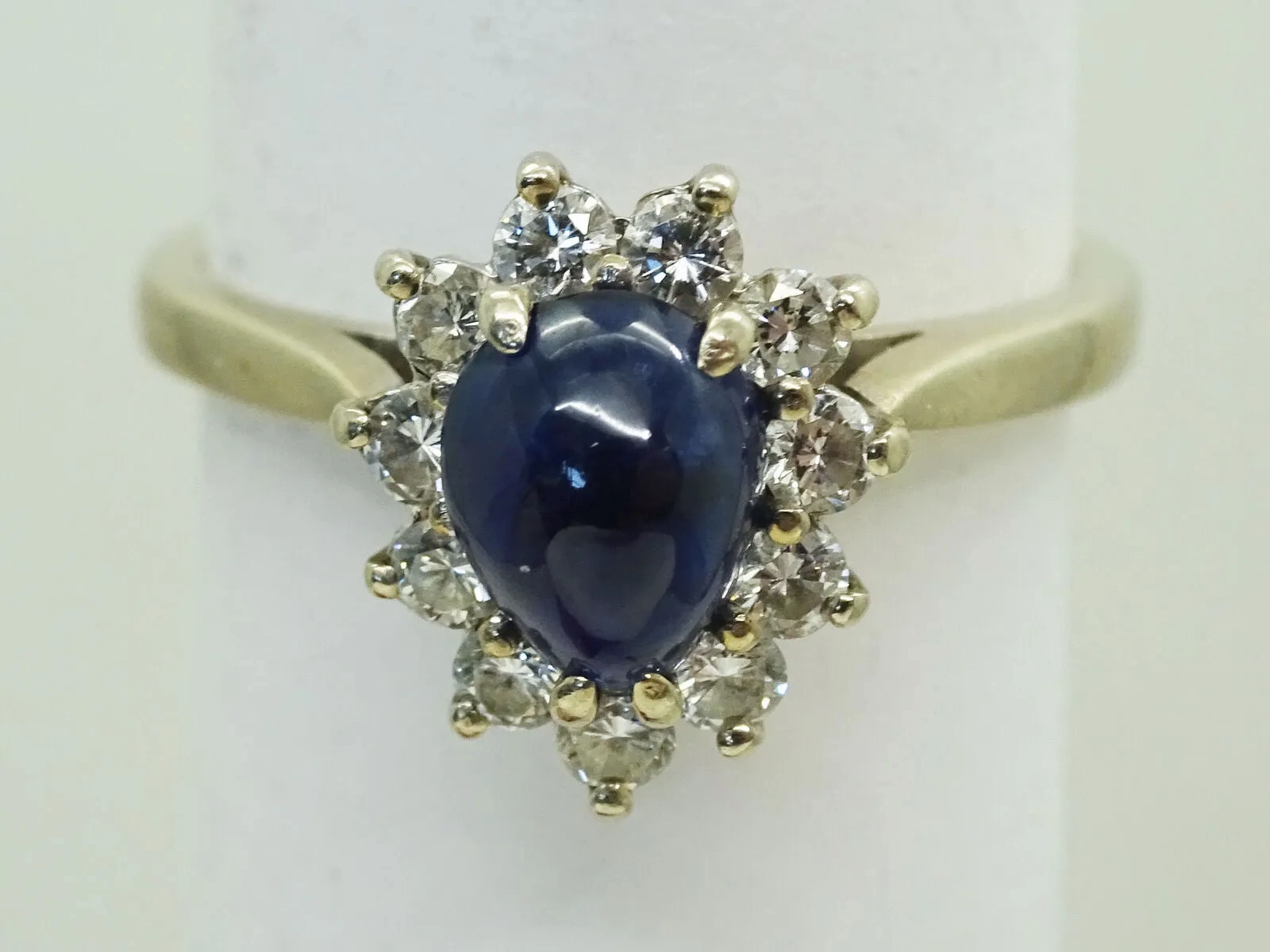 1.69ct tw Natural Sapphire &amp; Diamond Ring 14k White Gold Size 6.75