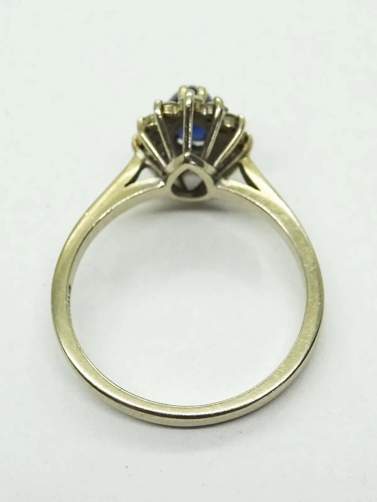 1.69ct tw Natural Sapphire &amp; Diamond Ring 14k White Gold Size 6.75