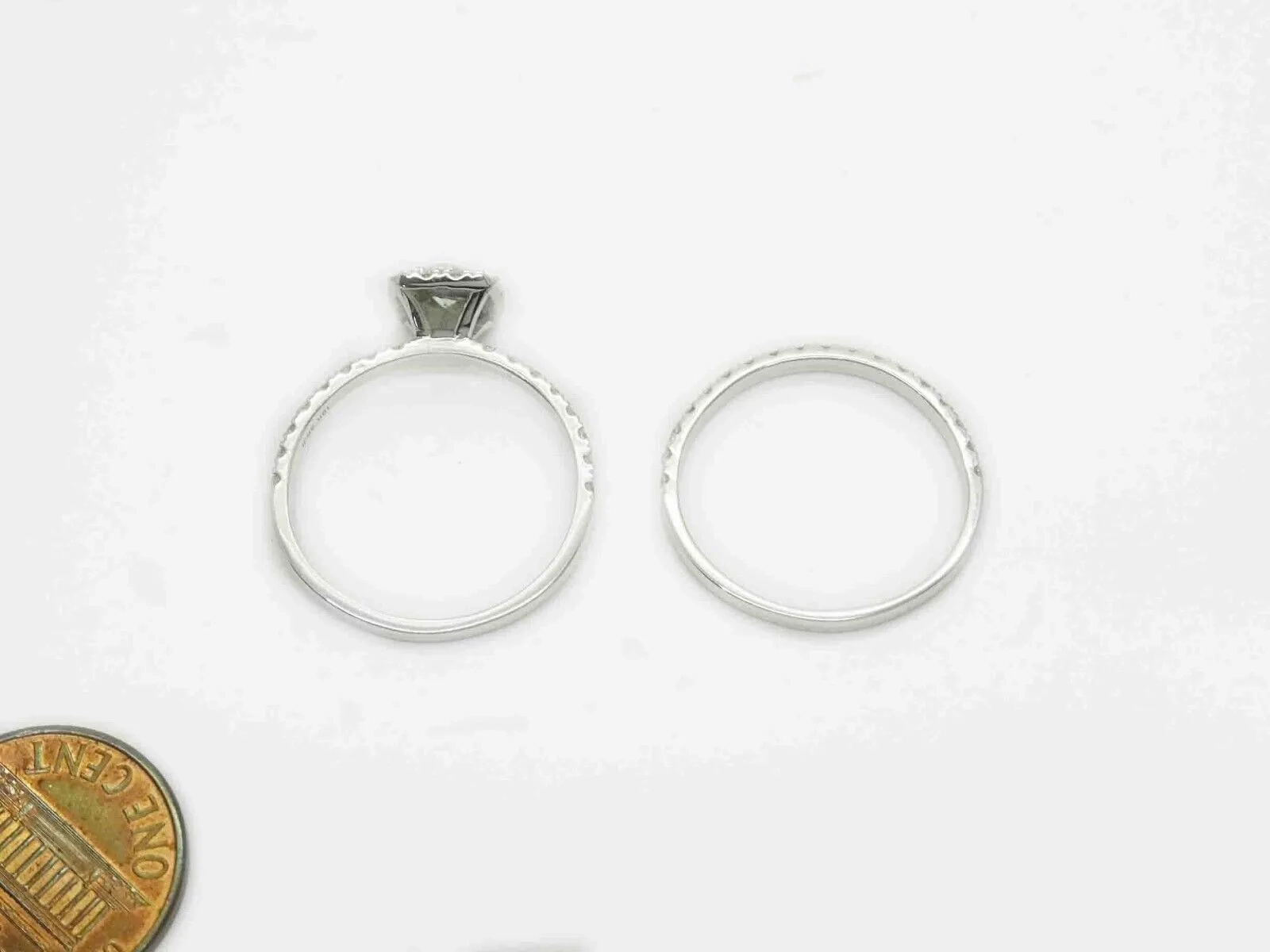 1.73ct tw Natural Diamond Halo Engagement &amp; Wedding Set 10k White Gold Size 9.75