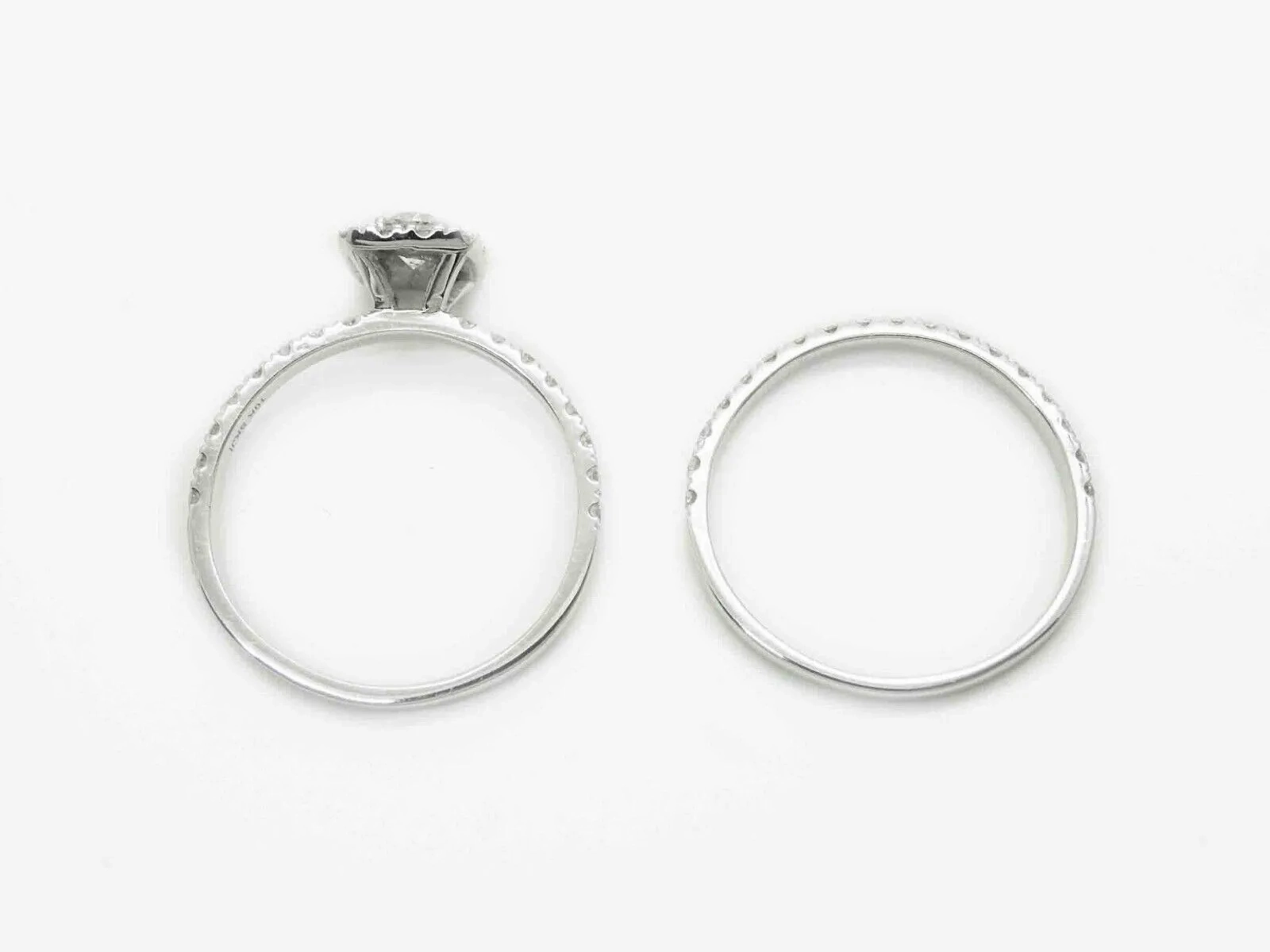 1.73ct tw Natural Diamond Halo Engagement &amp; Wedding Set 10k White Gold Size 9.75