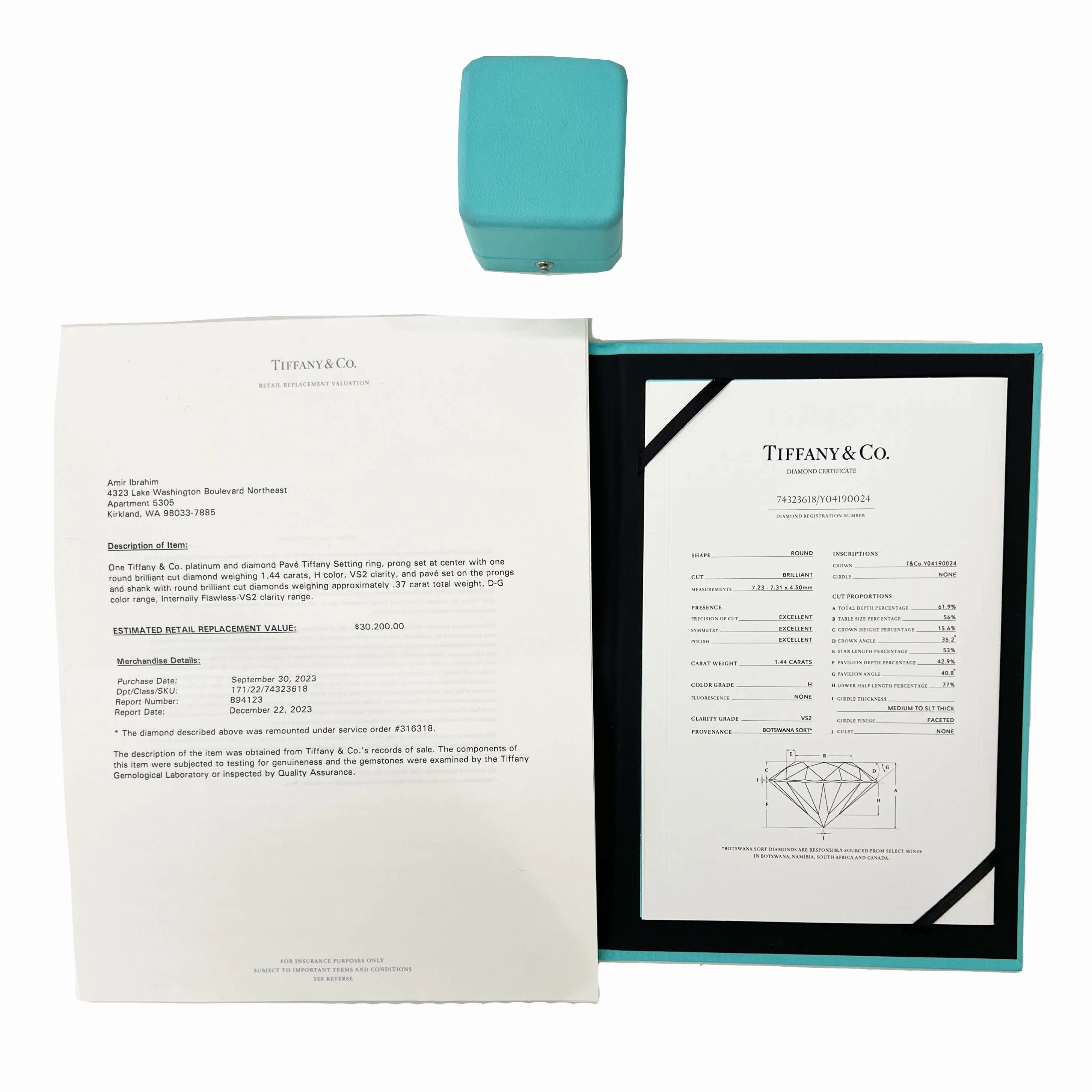 1.81 ct Diamond Pave Tiffany Setting Engagement Ring