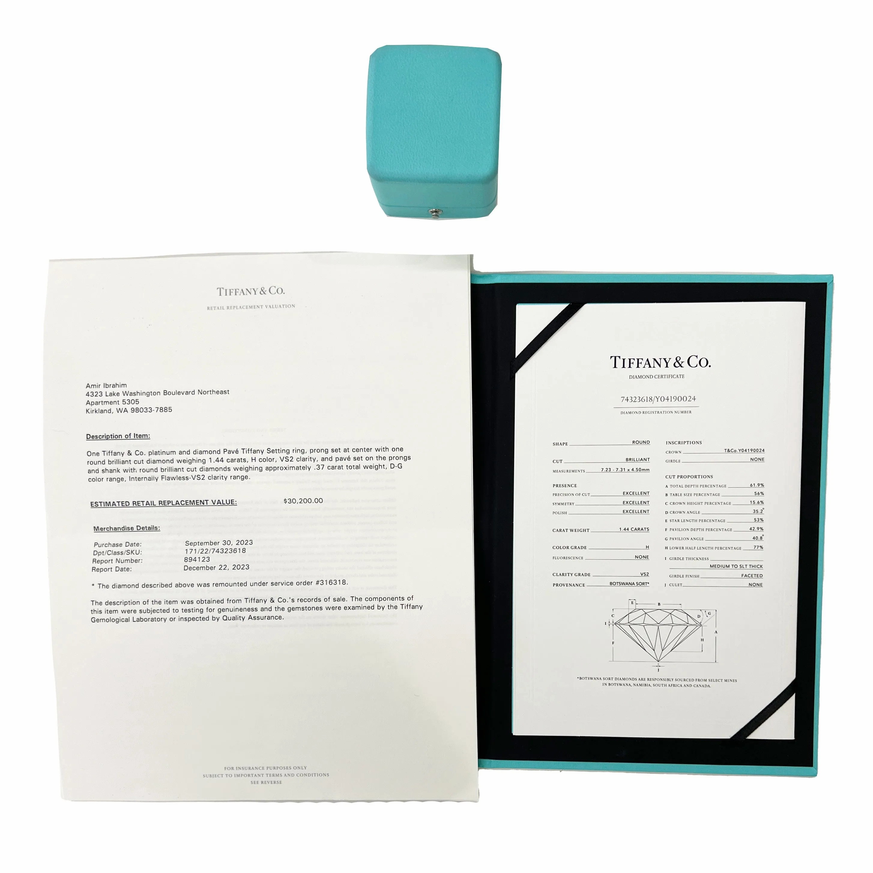 1.81 ct Diamond Pave Tiffany Setting Engagement Ring