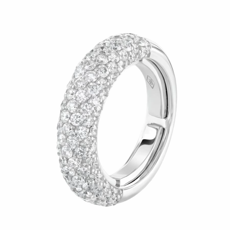 1.99ct Round Brilliant Cut Diamond Pave Set 18ct White Gold Half Eternity Ring texture-diamond  