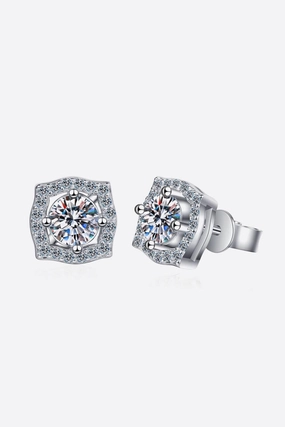 1 Carat Moissanite Geometric Stud Earrings 