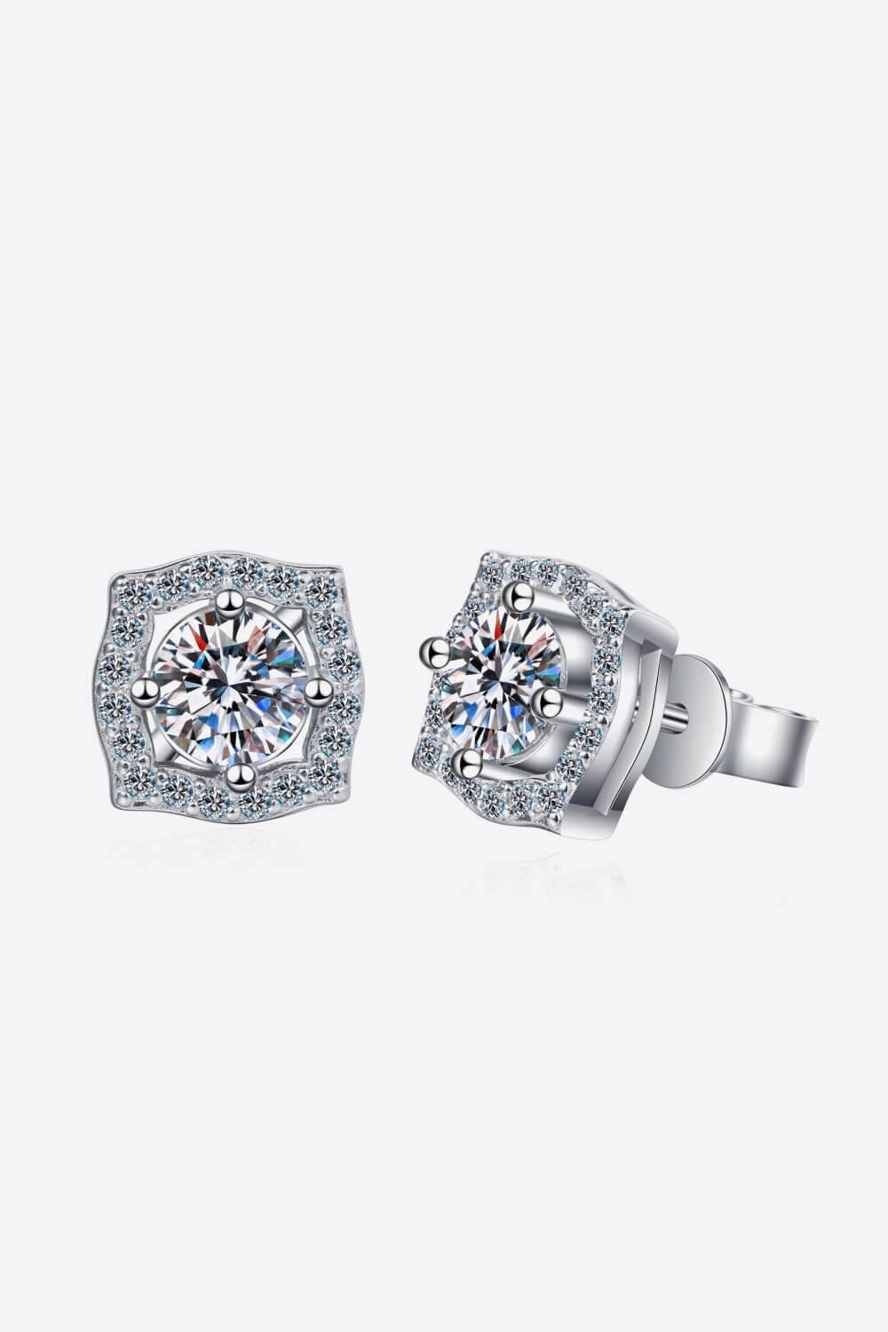 1 Carat Moissanite Geometric Stud Earrings 