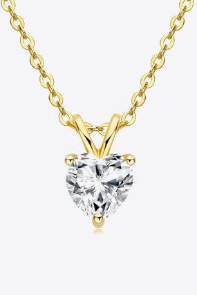 1 Carat Moissanite Heart-Shaped Pendant Necklace 