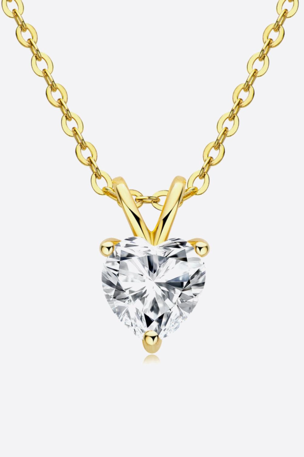 1 Carat Moissanite Heart-Shaped Pendant Necklace 