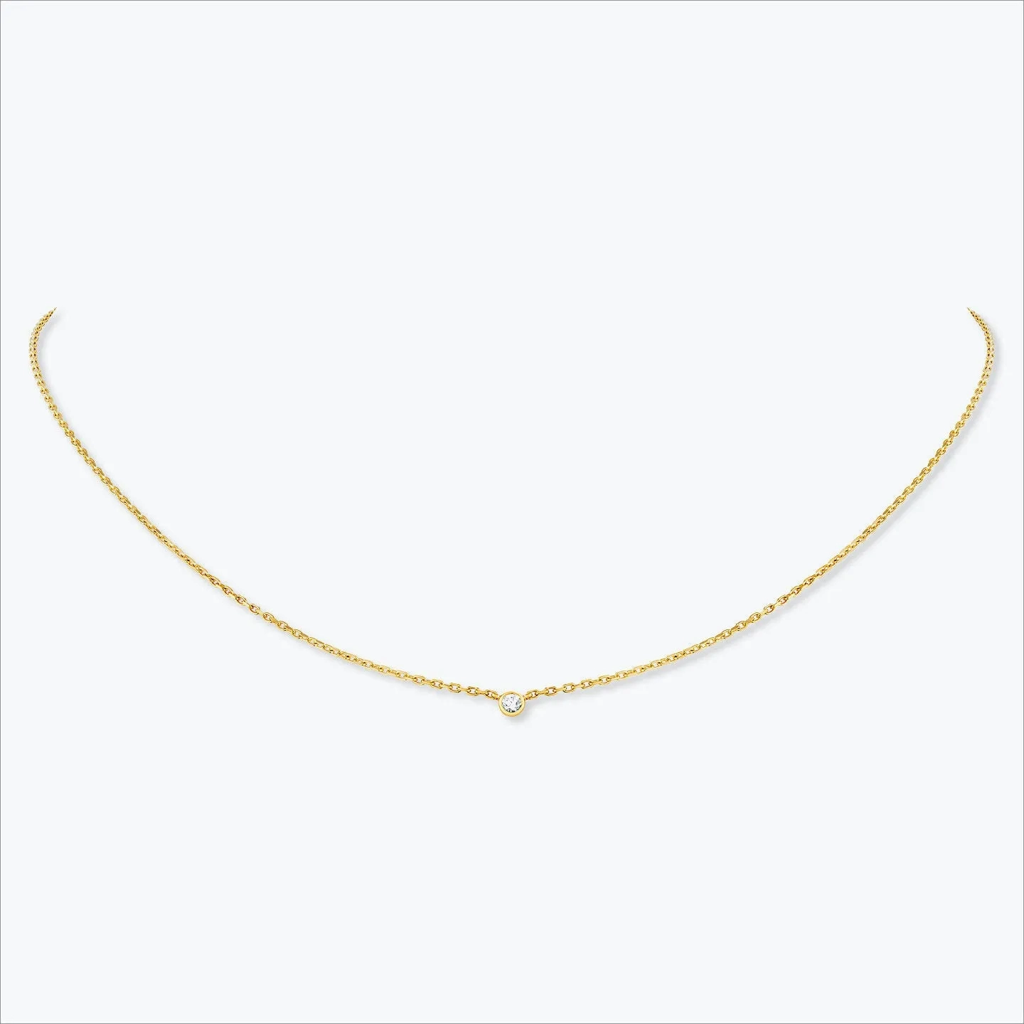 1 Stone 18K Gold Necklace w. Diamond