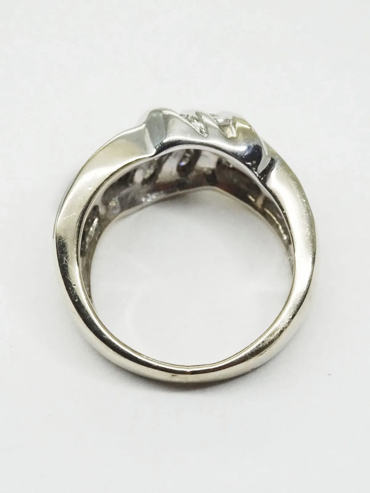 1ct tw Natural Diamond Ribbon Knot Style Ring 14k White Gold Size 6.25