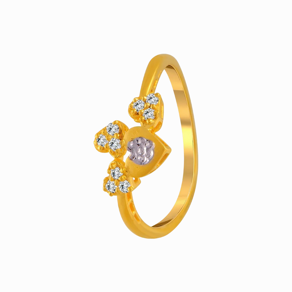 22KT Yellow Gold And American Diamond Ring For Women
