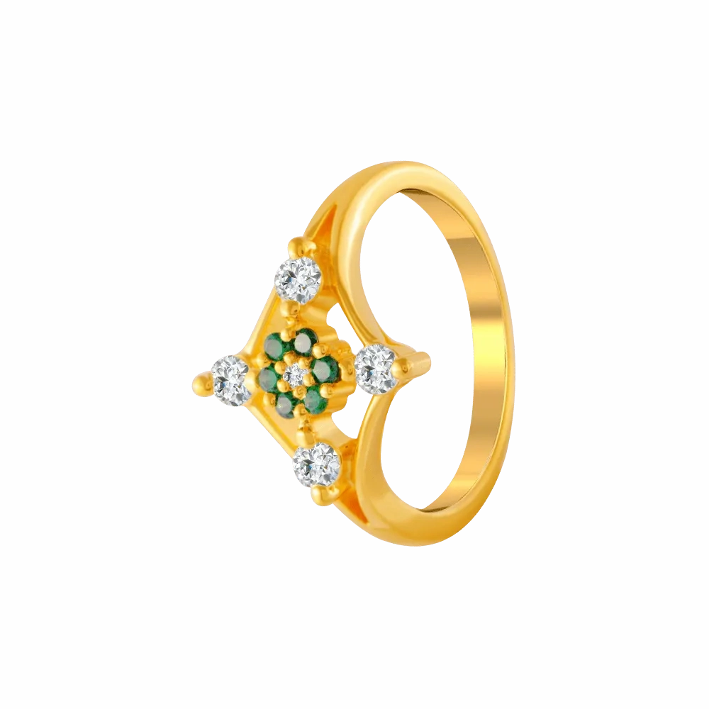 22KT Yellow Gold And American Diamond Ring For Women