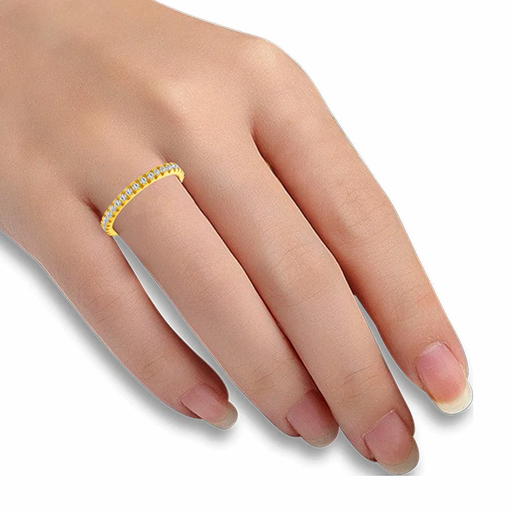 22KT Yellow Gold And American Diamond Ring For Women