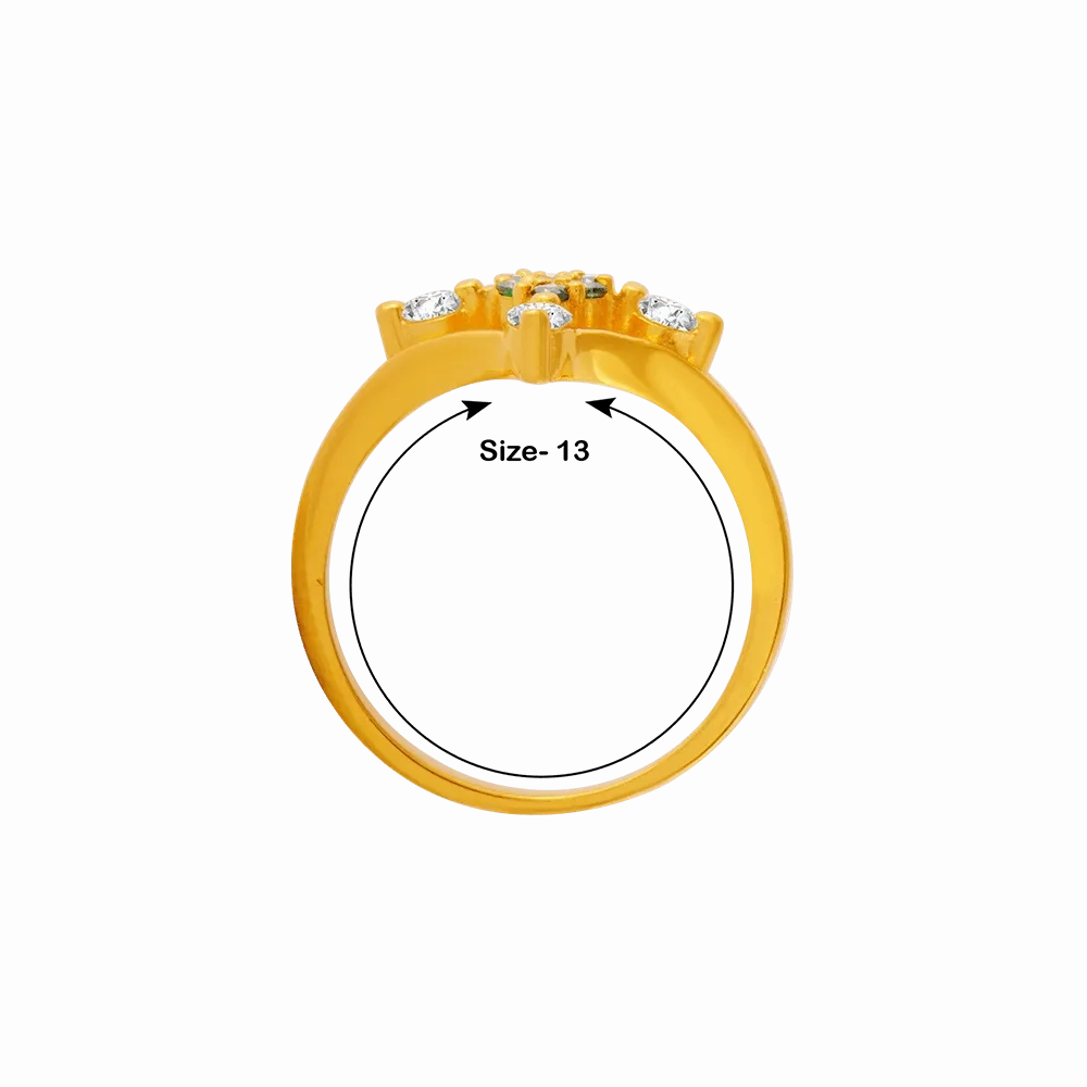 22KT Yellow Gold And American Diamond Ring For Women