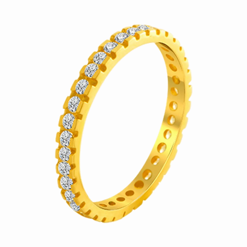 22KT Yellow Gold And American Diamond Ring For Women