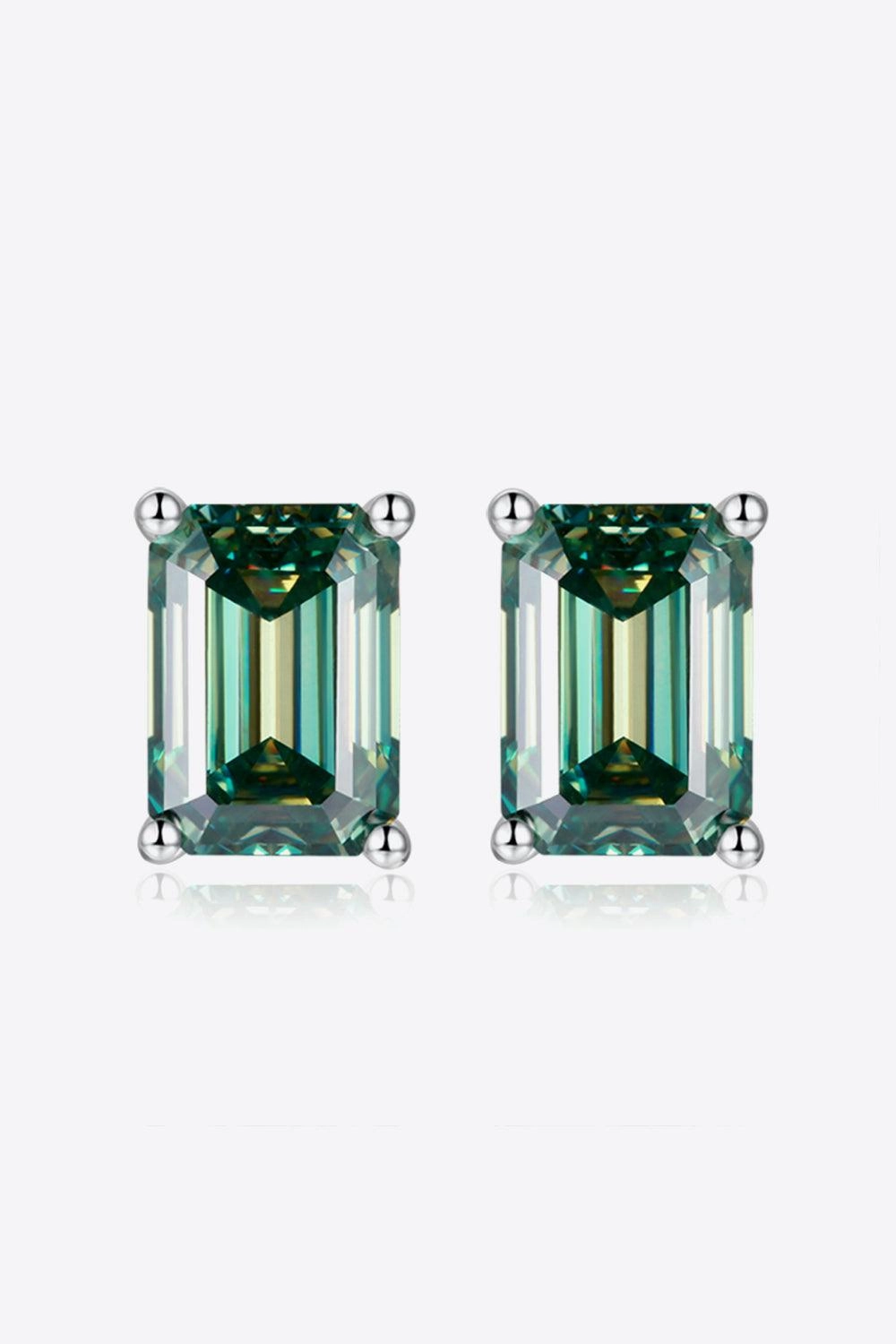 2 Carat Moissanite Stud Earrings in Green 