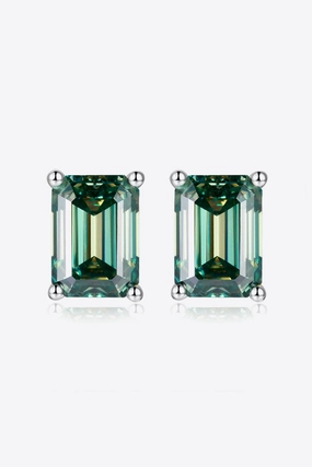 2 Carat Moissanite Stud Earrings in Green 