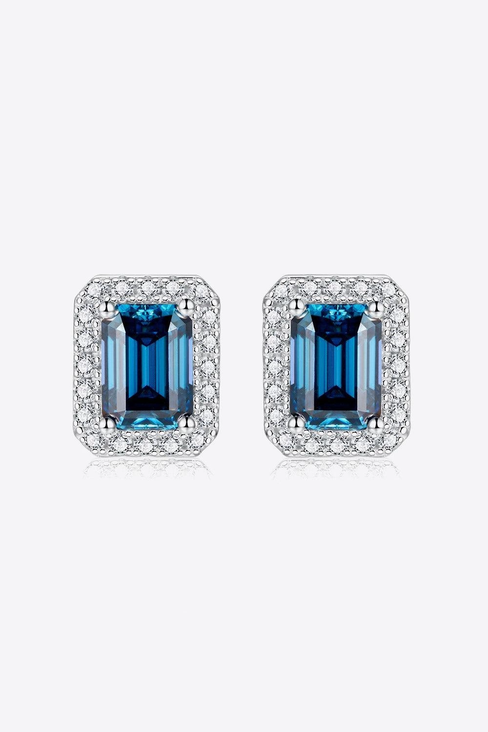2 Carat Moissanite Stud Earrings in Indigo 