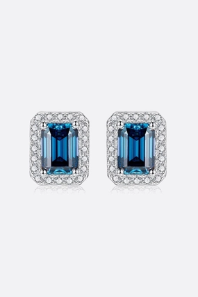 2 Carat Moissanite Stud Earrings in Indigo 