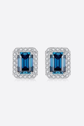 2 Carat Moissanite Stud Earrings in Indigo 