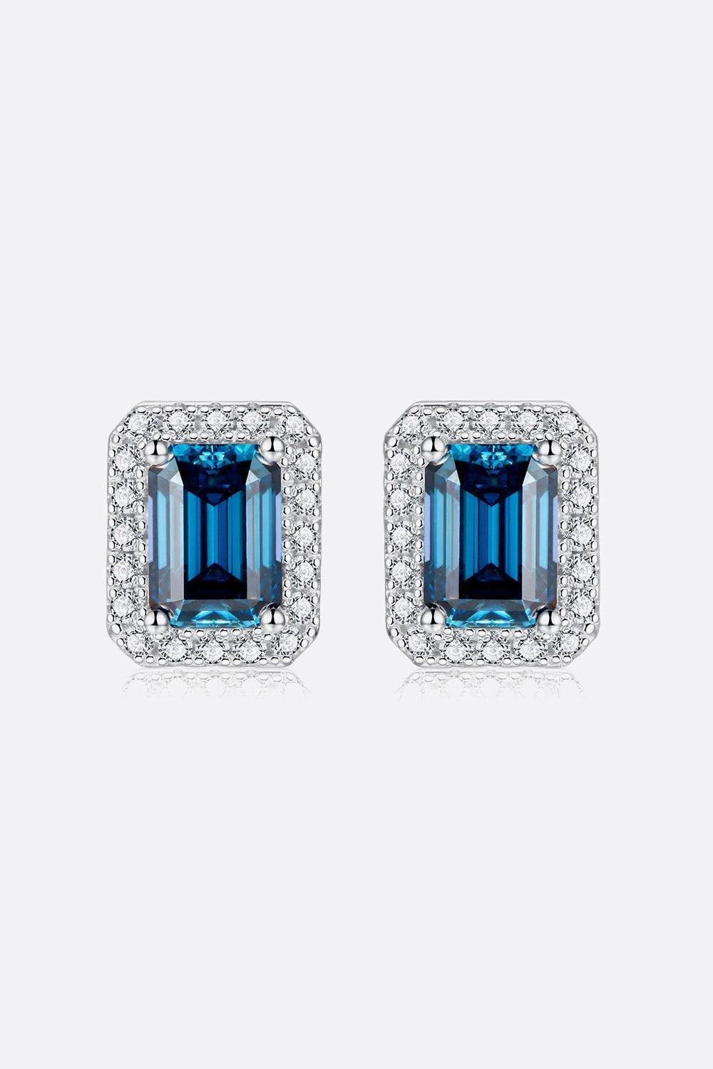 2 Carat Moissanite Stud Earrings in Indigo 