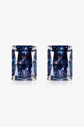 2 Carat Rectangle Moissanite 4-Prong Stud Earrings 